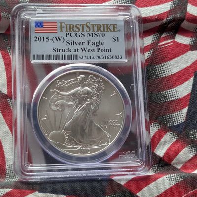 Sale Photo Thumbnail #125: 2015-(W) American Silver Eagle 1 Troy Oz. .999 Silver - PCGS MS70 - First Strike