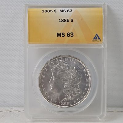 Sale Photo Thumbnail #243: 1885 Morgan 90% Silver Dollar - ANACS Cert. MS63