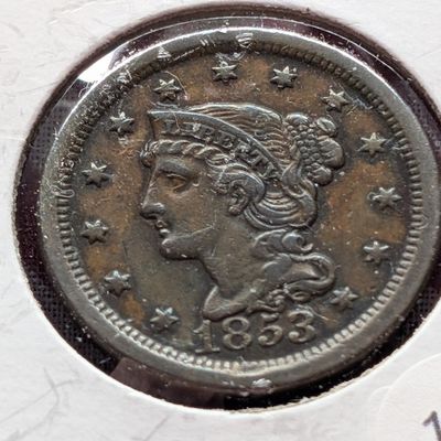 Sale Photo Thumbnail #234: 1853 Braided Hair Large Cent - VF
