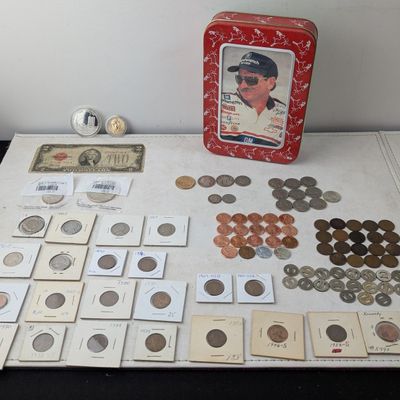 Sale Photo Thumbnail #408: Various Vintage & Modern U.S. Coins, Tokens & Currency in COOL Dale Earnhardt Sr. Collectible Tin