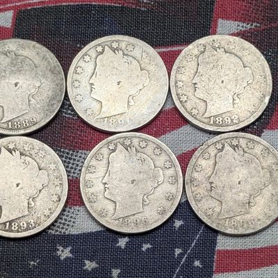 Sale Photo Thumbnail #289: 1889, 1891, 1892, 1893, & (2) 1896 Liberty Head V-Nickels