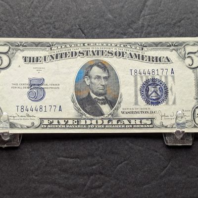Sale Photo Thumbnail #365: 1934 D Series $5 Silver Certificate - XF/AU