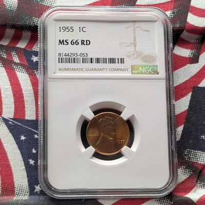 Sale Photo Thumbnail #159: 1955 Lincoln Wheat Cent - NGC MS66 RD