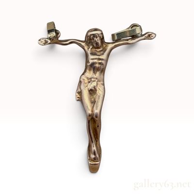 Vintage 14K Yellow Gold Sculptural Corpus Christi Crucifix Pendant