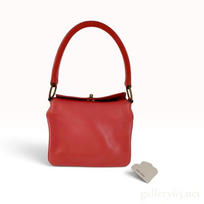 Miu Miu Salmon Nappa Leather Framed Top Handle Bag with Tag