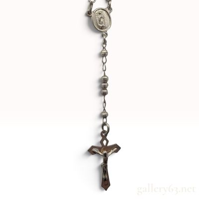 Sterling Silver Faceted Bead Rosary Necklace