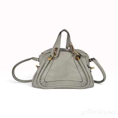 Chloe Paraty Light Grey Pebbled Calfskin Satchel