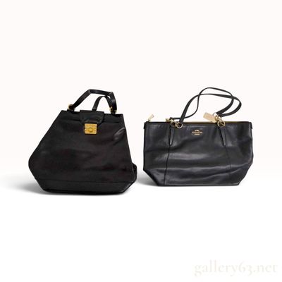 Two Salvatore Ferragamo and Coach Black Leather Handbags