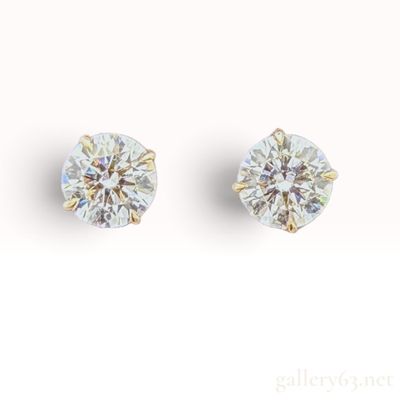 14K Yellow Gold and 3.00ctw Lab-Grown Diamond Stud Earrings W/IGI Report