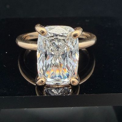 14k Yellow Gold 4.21 Carat Cushion Lab Diamond