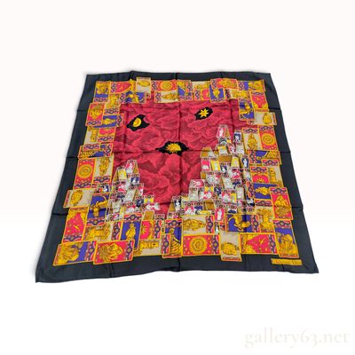 Vintage Christian Dior Les Cartes Tarot Motif Silk Scarf 90 cm