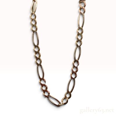 14K and 10K Tri-Tone Gold Figaro Link Necklace