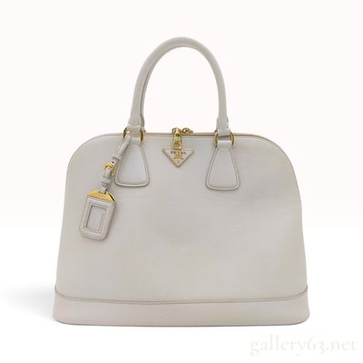 Prada Saffiano Lux Promenade Bianco Leather Handbag