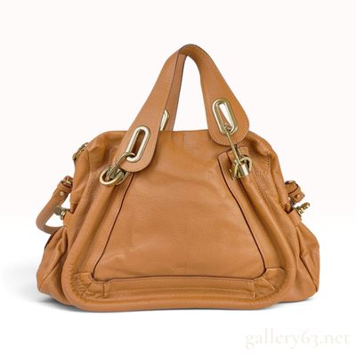 Chloe Paraty Ginger Grained Calfskin Leather Medium Satchel