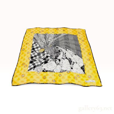 Vintage Christian Dior Mixed Print Silk Carre 90