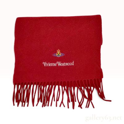 Vivienne Westwood Red Wool Logo Scarf Made In Italy