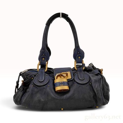 Chloe Paddington Navy Blue Grained Leather Satchel Bag