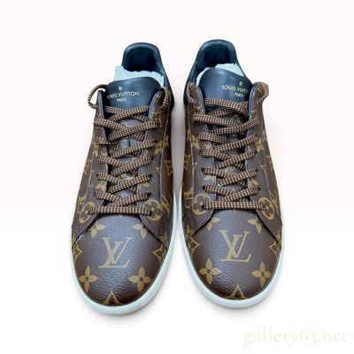 Louis Vuitton Luxembourg Monogram Canvas and Black Leather Sneakers size 10