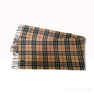 Vintage Burberrys Nova Check Tan Cashmere Scarf
