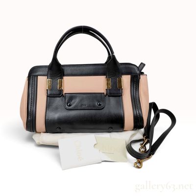 Chloe Alice Bicolor Pink and Black Leather Satchel with Dust Bag