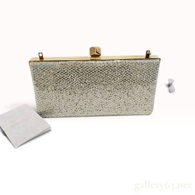Jimmy Choo Celeste Champagne Coarse Glitter Clutch