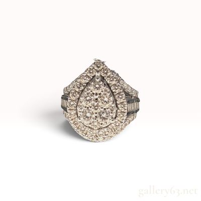 2.00ctw Natural Diamond 10K White Gold Pear Shaped Cluster Ring