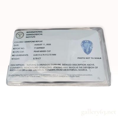 0.70ct Natural Light Blue Sapphire Pear Mixed Cut with IGI Report