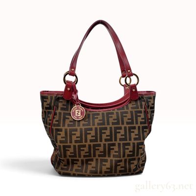 Fendi Zucca Chef Tote Bag in Brown and Burgundy