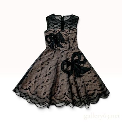REDValentino Black Lace and Applique Nude Silk Trim Cocktail Dress Size 38