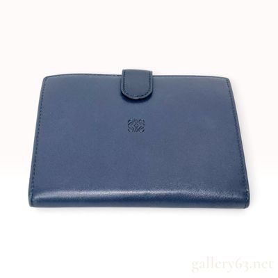 Loewe Anagram Navy Blue Leather Bifold Wallet