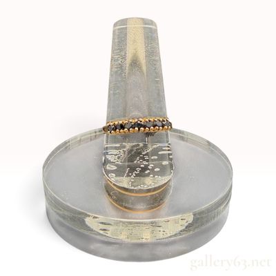 Vintage 14K Yellow Gold and Sapphire Linear Seven Stone Bridge Ring