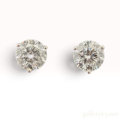 14K Gold and 4.00ctw Lab-Grown Diamond Martini Stud Earrings with Card