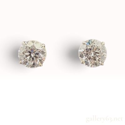 14K Yellow Gold and 4.00ctw Lab-Grown Diamond Stud Earrings W/IGI Report