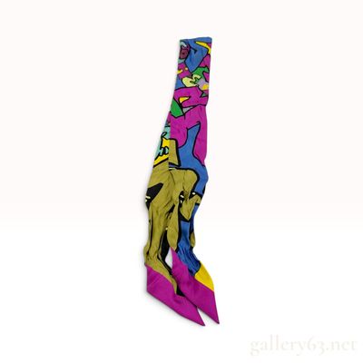 Hermes Graff Graffiti Multicolor Silk Twilly Scarf