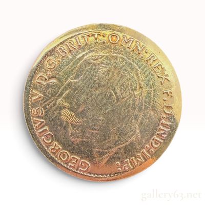 18 Karat Yellow Gold One Gram George V Sovereign Style Commemorative Coin