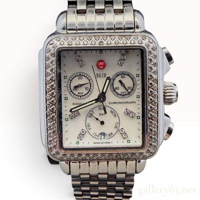 Michele Deco Stainless Steel and Diamond Chronograph Wristwatch