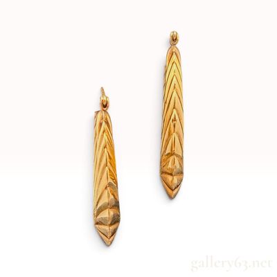 14 Karat Yellow Gold Textured Drop and Hoop Earrings