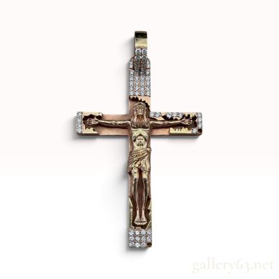 10K Yellow Gold and 0.65ctw Natural Diamond Kesha Crucifix Pendant