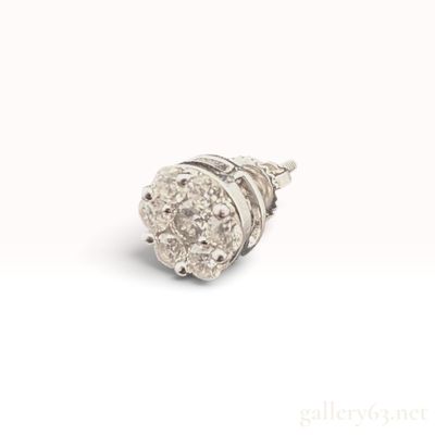 14K White Gold and 0.20ctw Natural Diamond Single Cluster Stud Earring