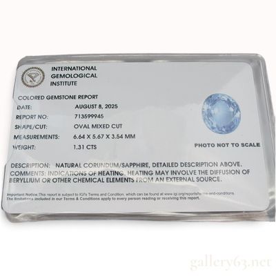 1.31ct Natural Blue Sapphire Oval Mixed Cut W/IGI Report