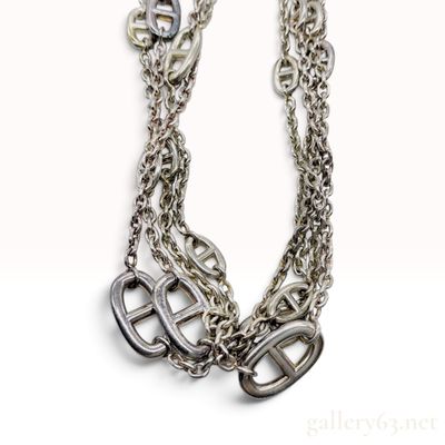 Vintage Hermes Farandole Sterling Silver Multi-Strand Long Necklace