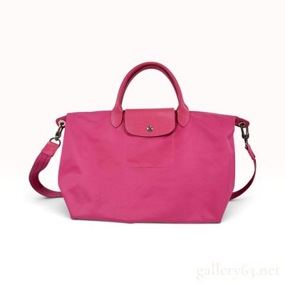 Longchamp Le Pliage Neo Fuchsia Nylon and Leather Tote Bag