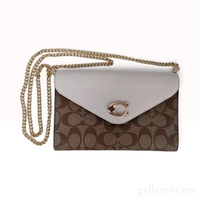 Coach Wyn Crossbody Bag in Signature Canvas and Chalk Pebble Leather