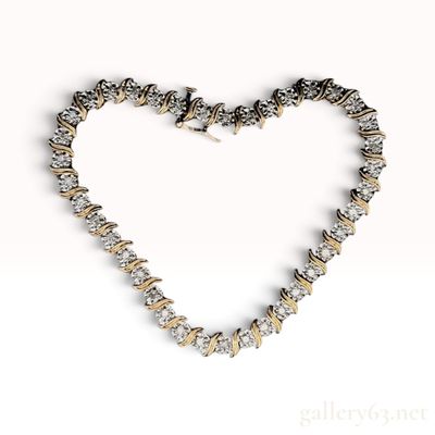 10K Yellow Gold and 0.90ctw Natural Diamond S-Link Tennis Bracelet