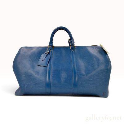 Louis Vuitton Toledo Blue Epi Leather Keepall 50 Travel Bag