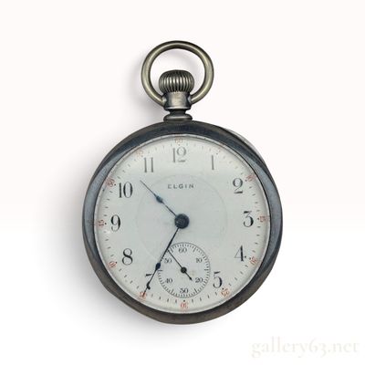 A Vintage 1881 Elgin Sterling Silver Open Face Pocket Watch