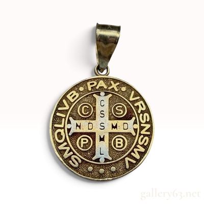 10K Yellow Gold Saint Benedict Medallion Pendant