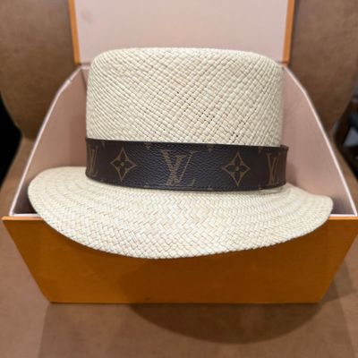 Louis Vuitton Natural Woven Straw Panama Hat with Box