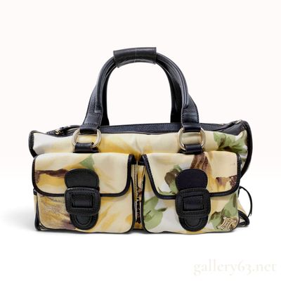 Celine Floral Macadam Canvas and Leather Boogie Bag