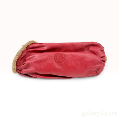 Vintage Fendi Red Leather Cylindrical Crossbody Bag with Rope Strap